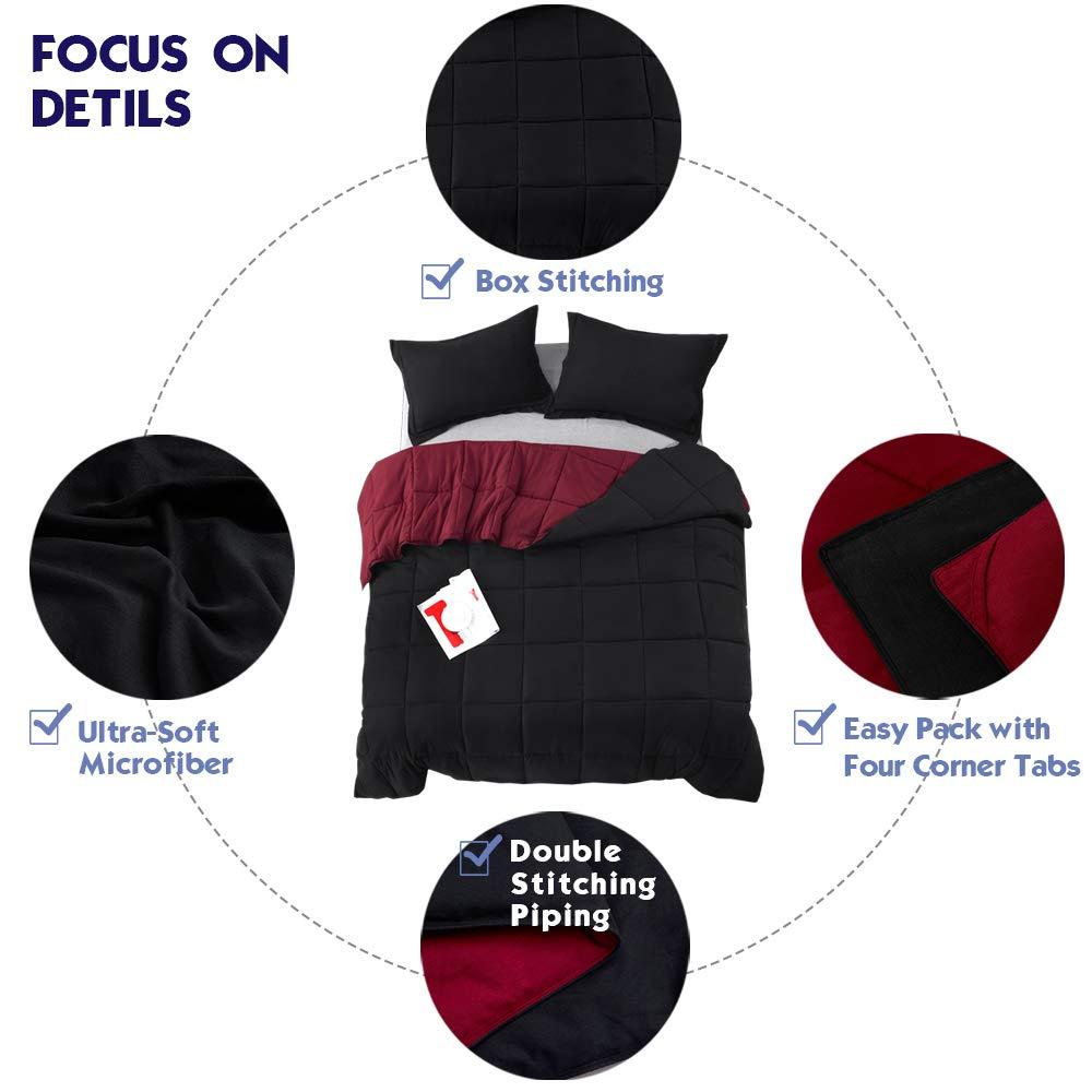 Homechoice International Group 3pc Comforter Set - All Season Reversible Down Alternative Comforter with Two Shams - Breathable, Soft, Fluffy