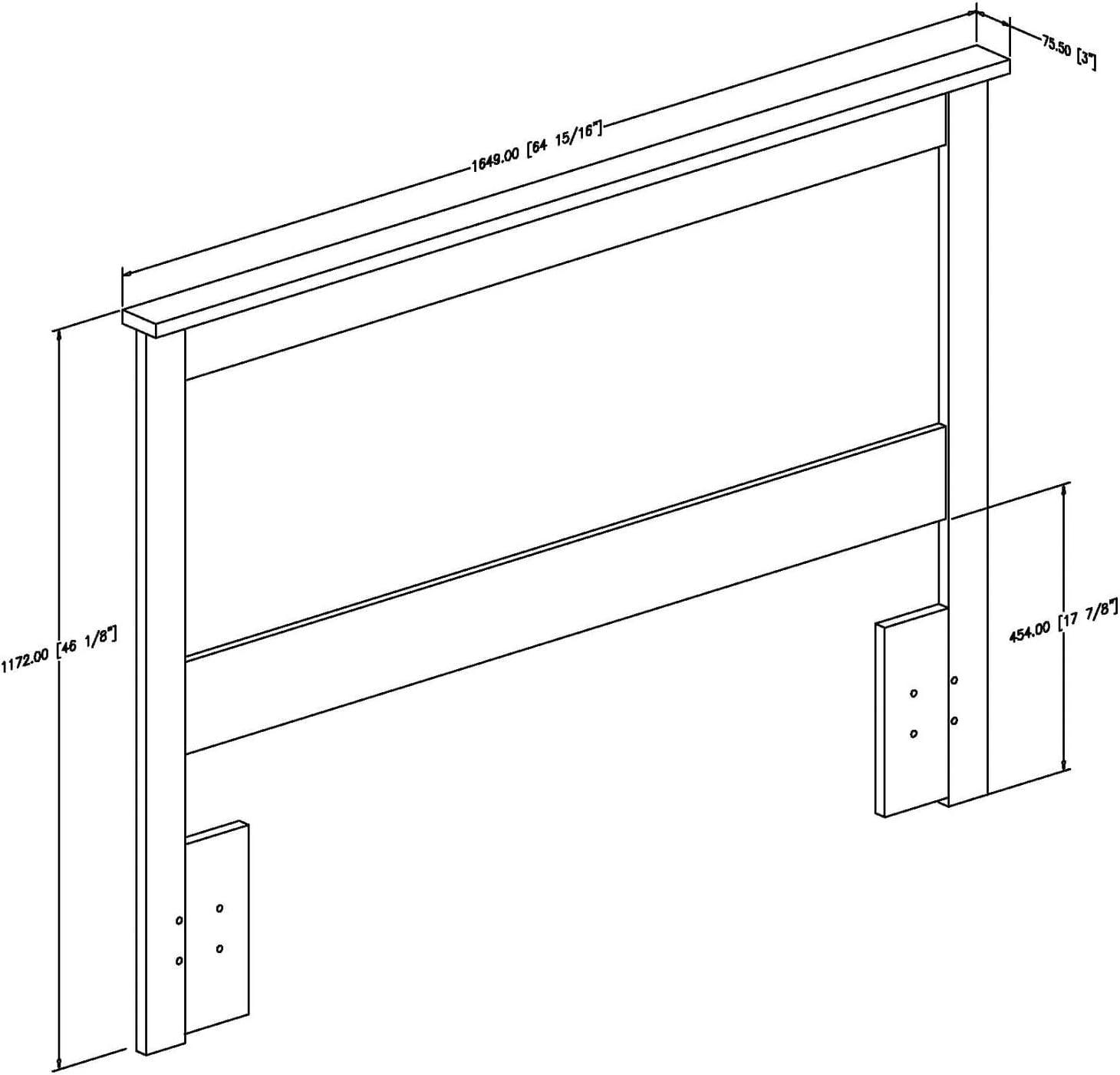 Contemporary Black Engineered Wood Full/Queen Headboard