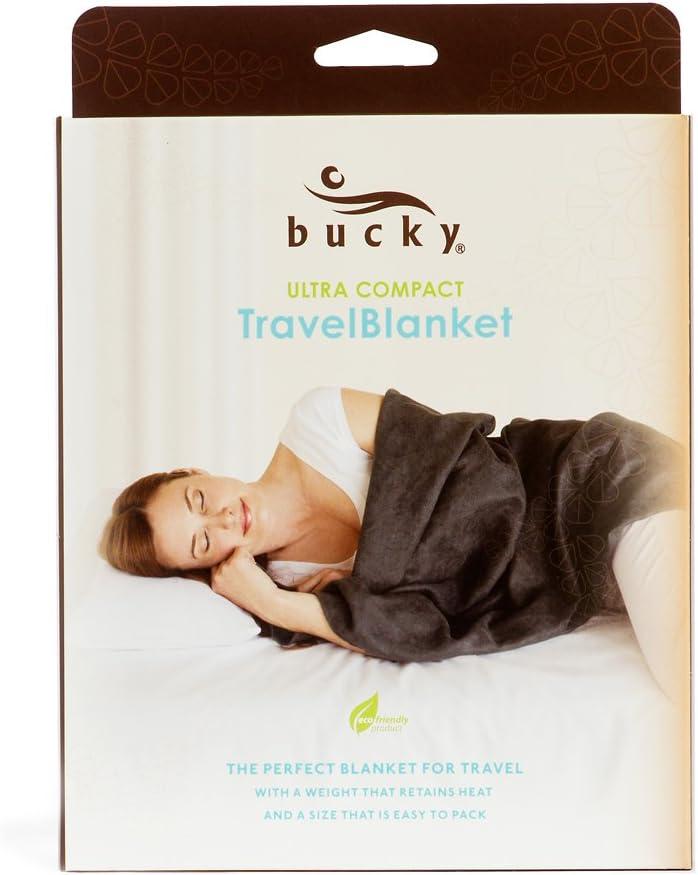Bucky 36" Modern Polyester Fabric and Nylon Travel Blanket in Charcoal