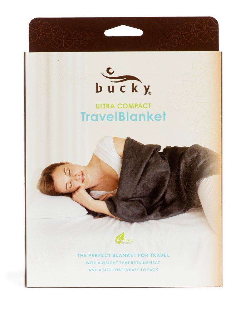 Bucky 36" Modern Polyester Fabric and Nylon Travel Blanket in Charcoal