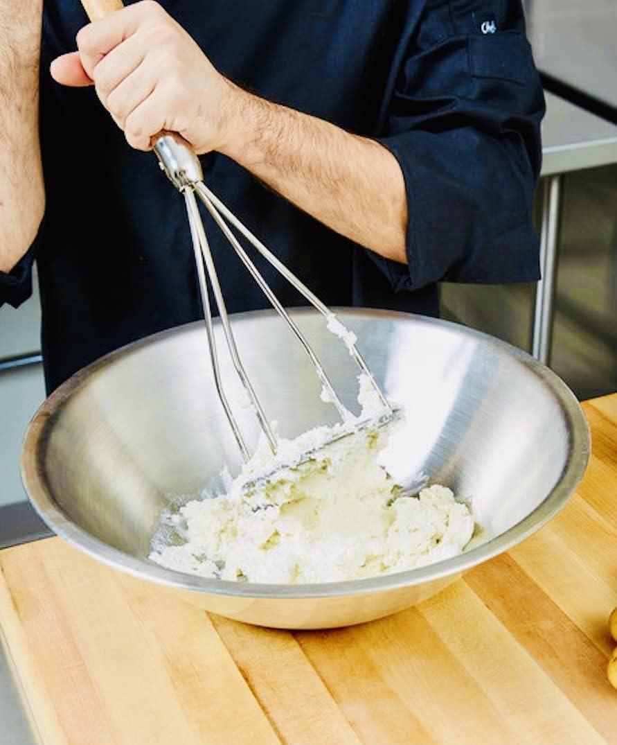 24" Chrome Plated Round Potato Masher with Wooden Handle