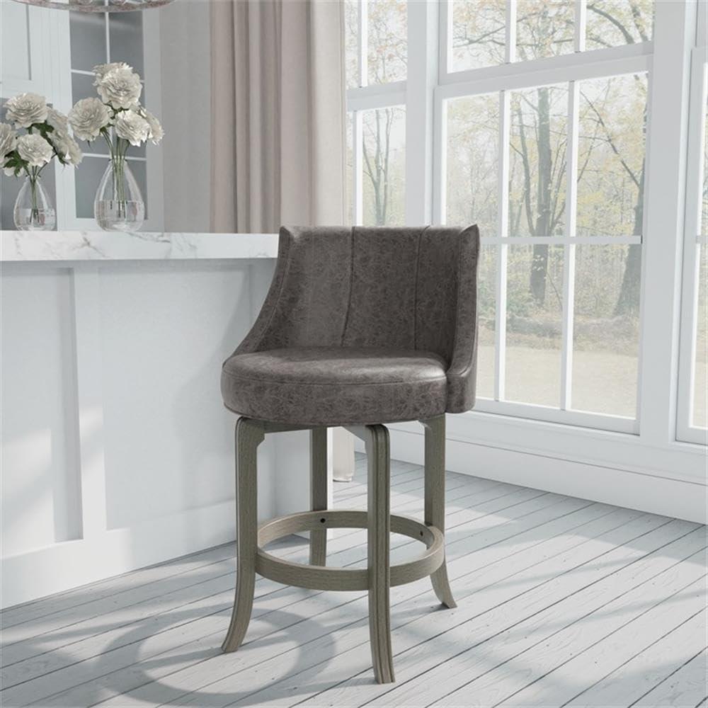 Napa Valley Wood Swivel Counter Height Barstool Aged Gray/Charcoal - Hillsdale Furniture