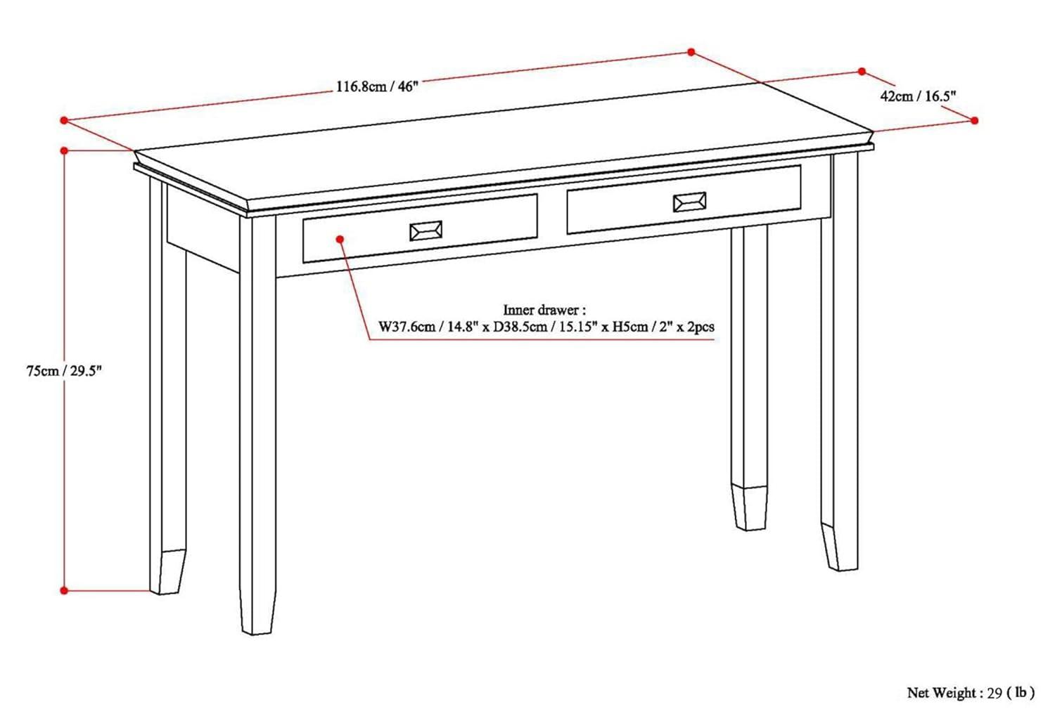 Simpli Home Artisan 46"W Solid Wood Storage Console Table with 2 Storage Drawers