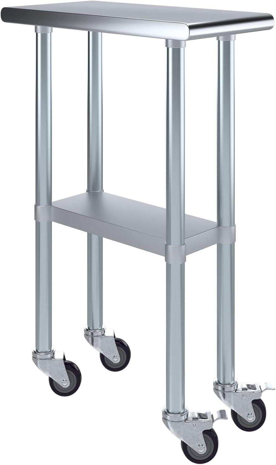 Amgood 24 in. x 18 in. Stainless Steel Table With Wheels