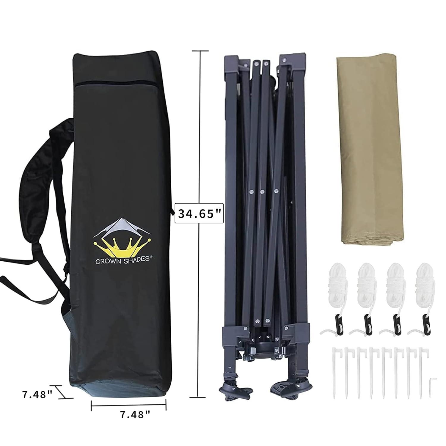 CROWN SHADES 6.5x6.5 Pop Up Canopy Tent, Slant Leg Outdoor Canopy with Carry Bag, Beach Tent, Sports Shelter(Beige)