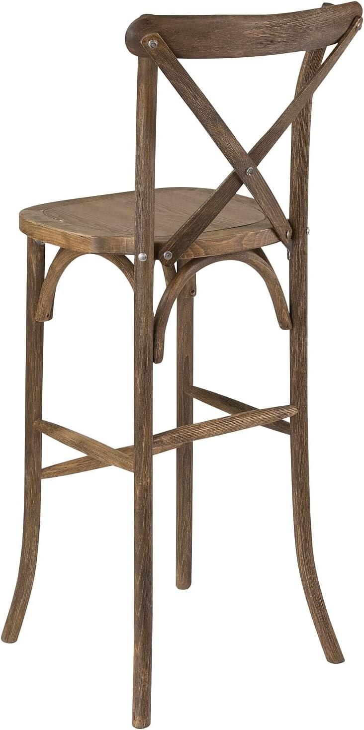 Flash Furniture HERCULES Series Dark Antique Wood Cross Back Barstool