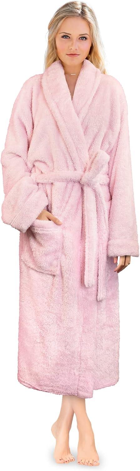 PAVILIA Premium Womens Plush Soft Robe Fluffy Warm, Fleece Faux Shearling Shaggy Bathrobe