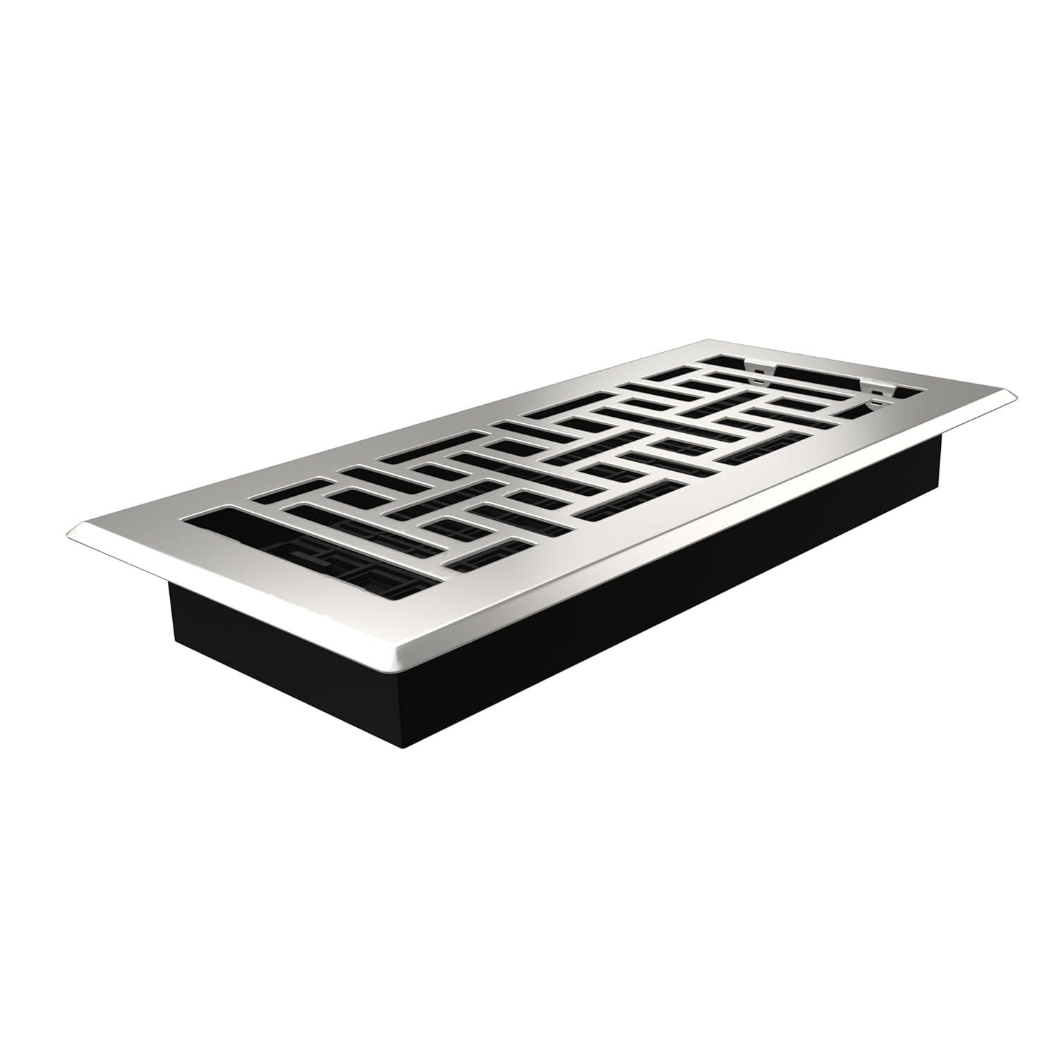 Decor Grates AJH410-NKL Oriental Floor Register, 4x10 Inches, Brushed Nickel Finish