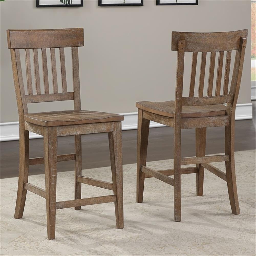 Riverdale Light Brown Distressed Wood Counter Height 9-Piece Dining Set