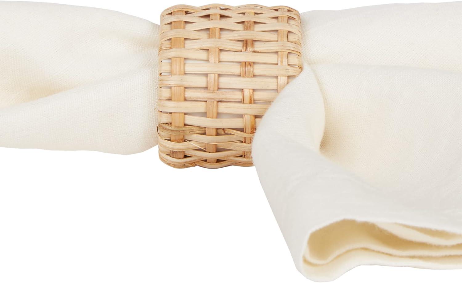 Brown Rattan Napkin Ring (Set of 6) Measures 1.5 x 1.75 inches