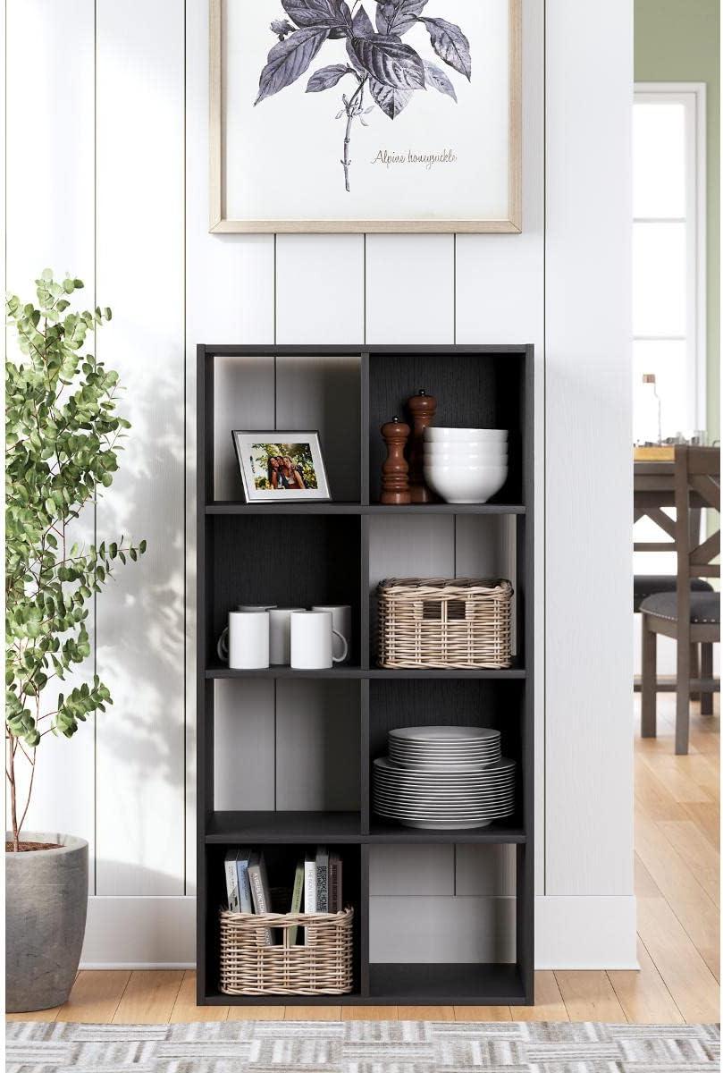 47.05" Langdrew 8 Cube Organizer Black - Signature Design by Ashley: Modern Bookshelf, Laminated MDF