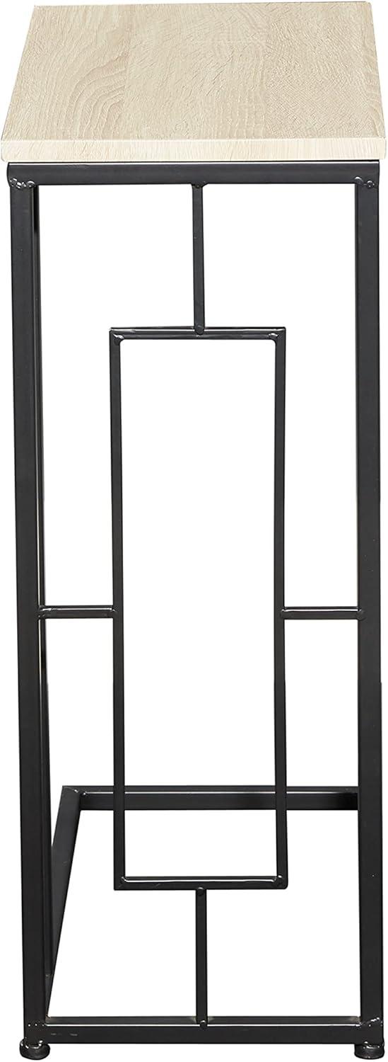 Olivia & May Contemporary Iron and Wood Accent Table Black: Sofa Side C-Table, Narrow Tray End Table