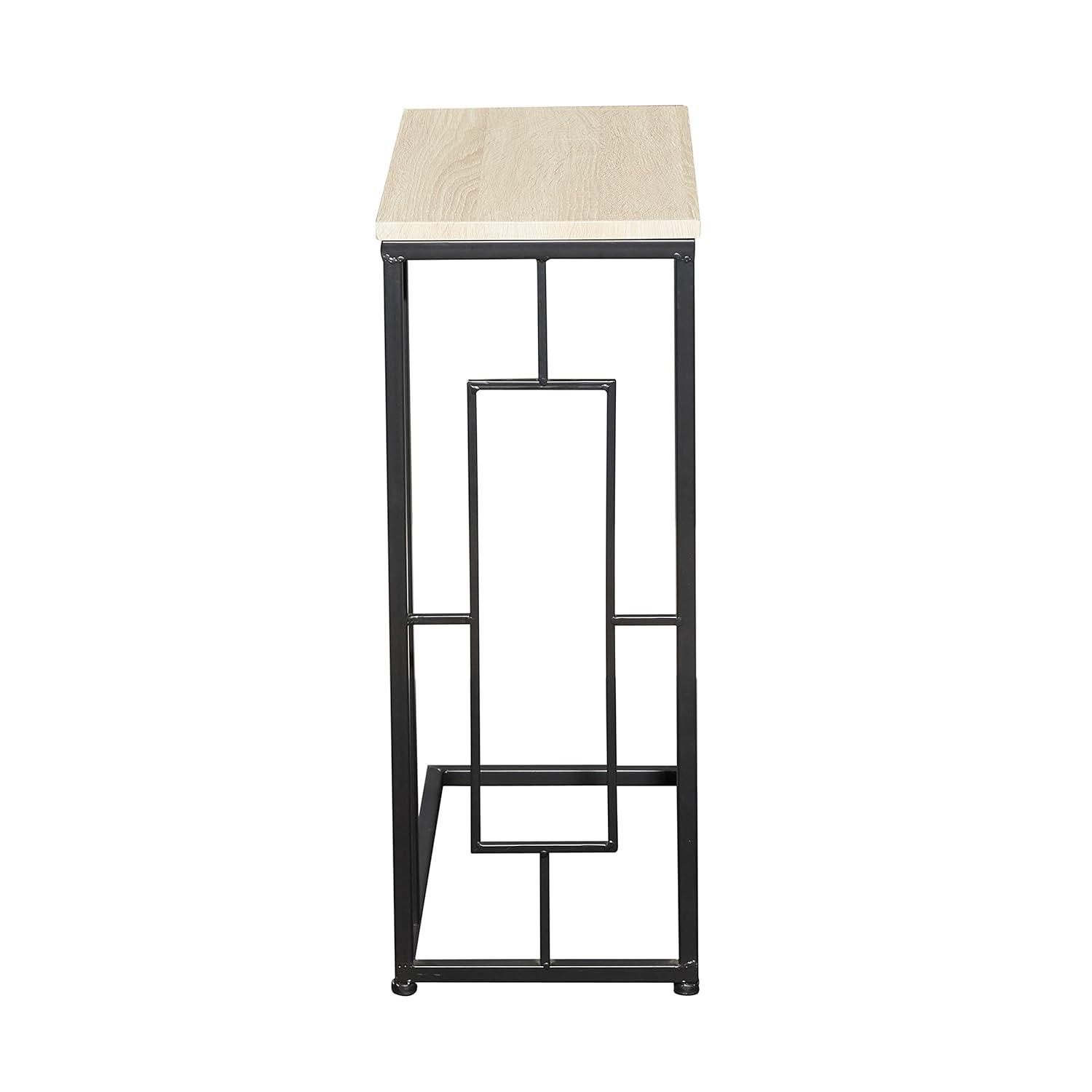 Olivia & May Contemporary Iron and Wood Accent Table Black: Sofa Side C-Table, Narrow Tray End Table