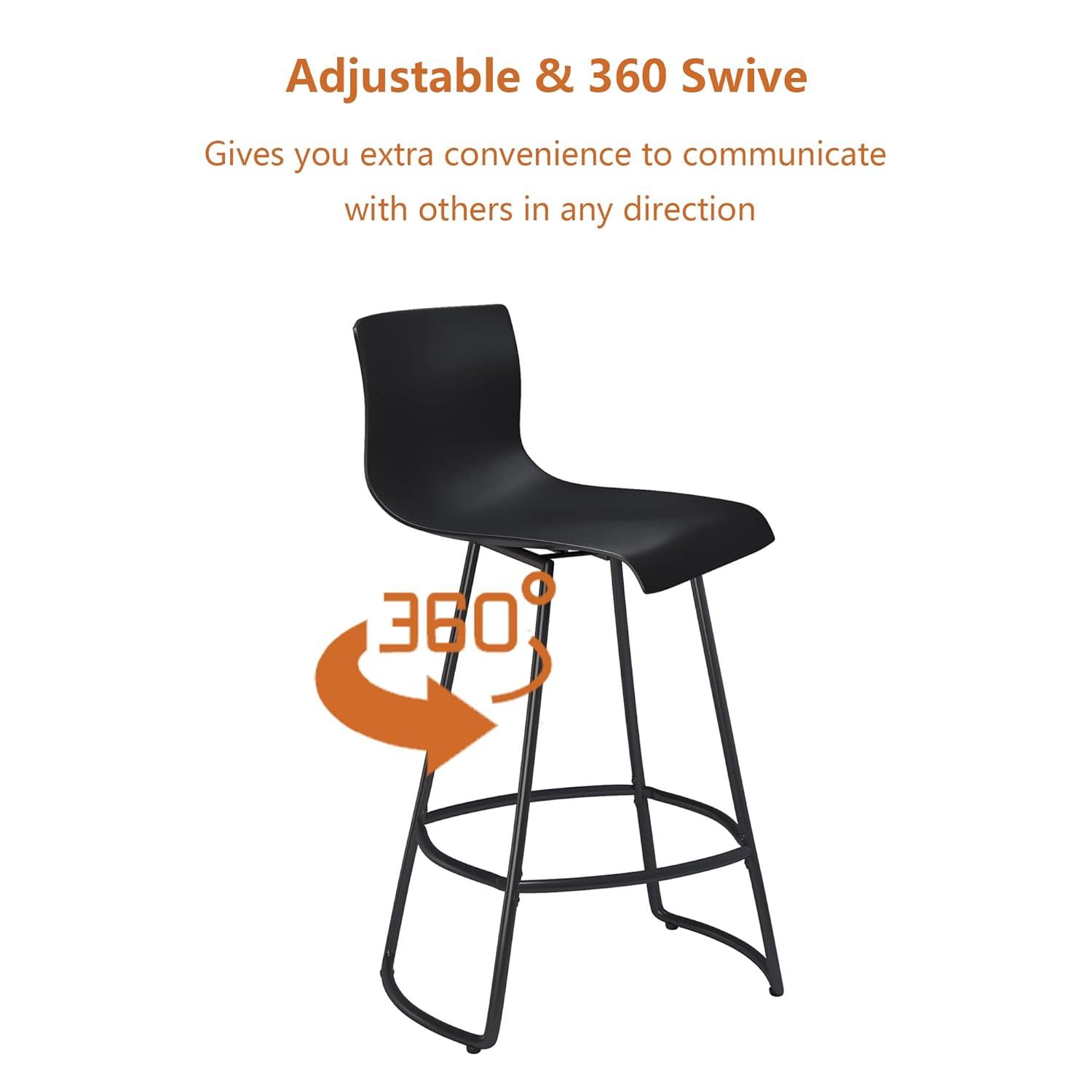 Bar Stools Set of 4 Counter Height Bar Stools Modern Swivel Bar Chairs with Back Plastic 24" Metal Counter Height stools,Black