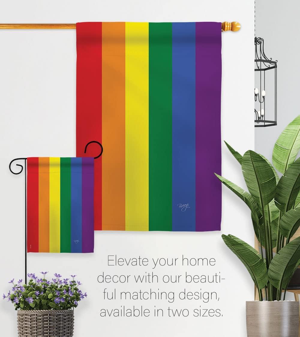 Breeze Decor 15100 Rainbow 2-Sided Vertical Impression House Flag - 28 x 40 in.