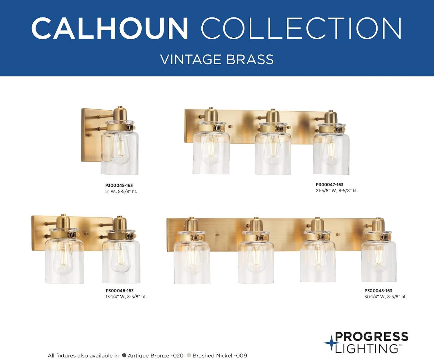 Progress Lighting Calhoun 3-Light Vintage Brass Bath Vanity