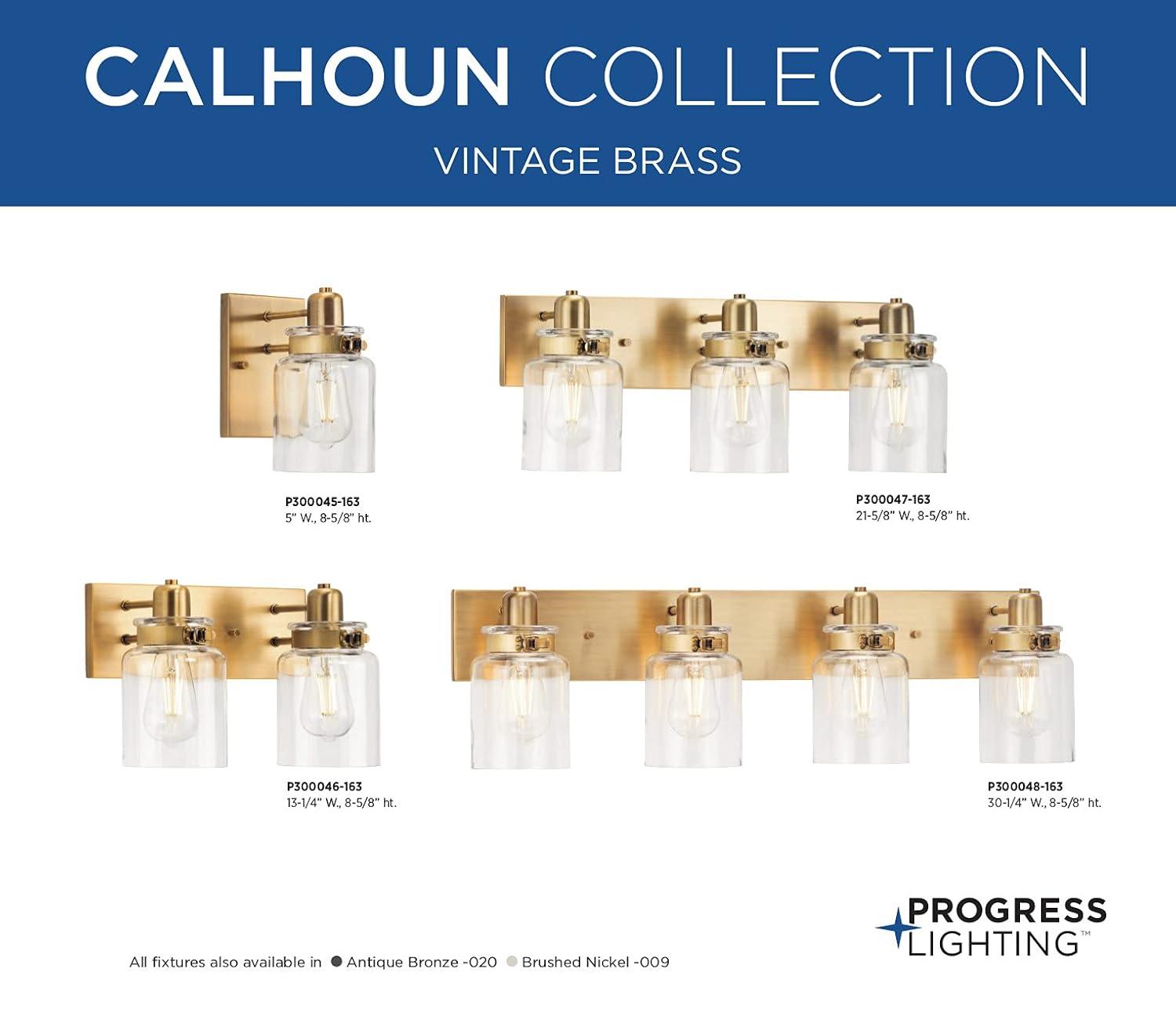 Progress Lighting Calhoun 3-Light Vintage Brass Bath Vanity