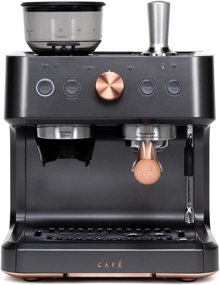 CAFE Bellissimo Semi-Automatic Espresso Machine + Frother Matte Black: GE Appliances, Espresso Maker with Grinder, 2.5L Capacity