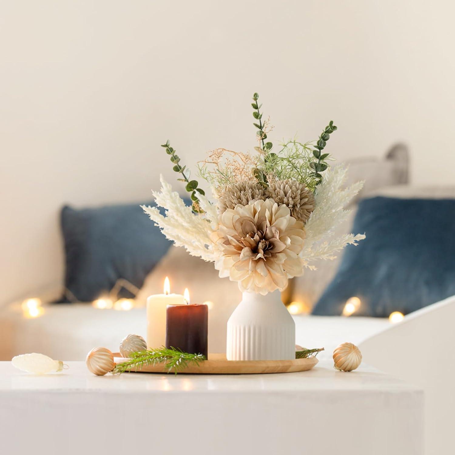 Astoria Grand Small Artificial Flowers In Ceramic Vase 13.5" Centerpieces Coffee Table Decor,