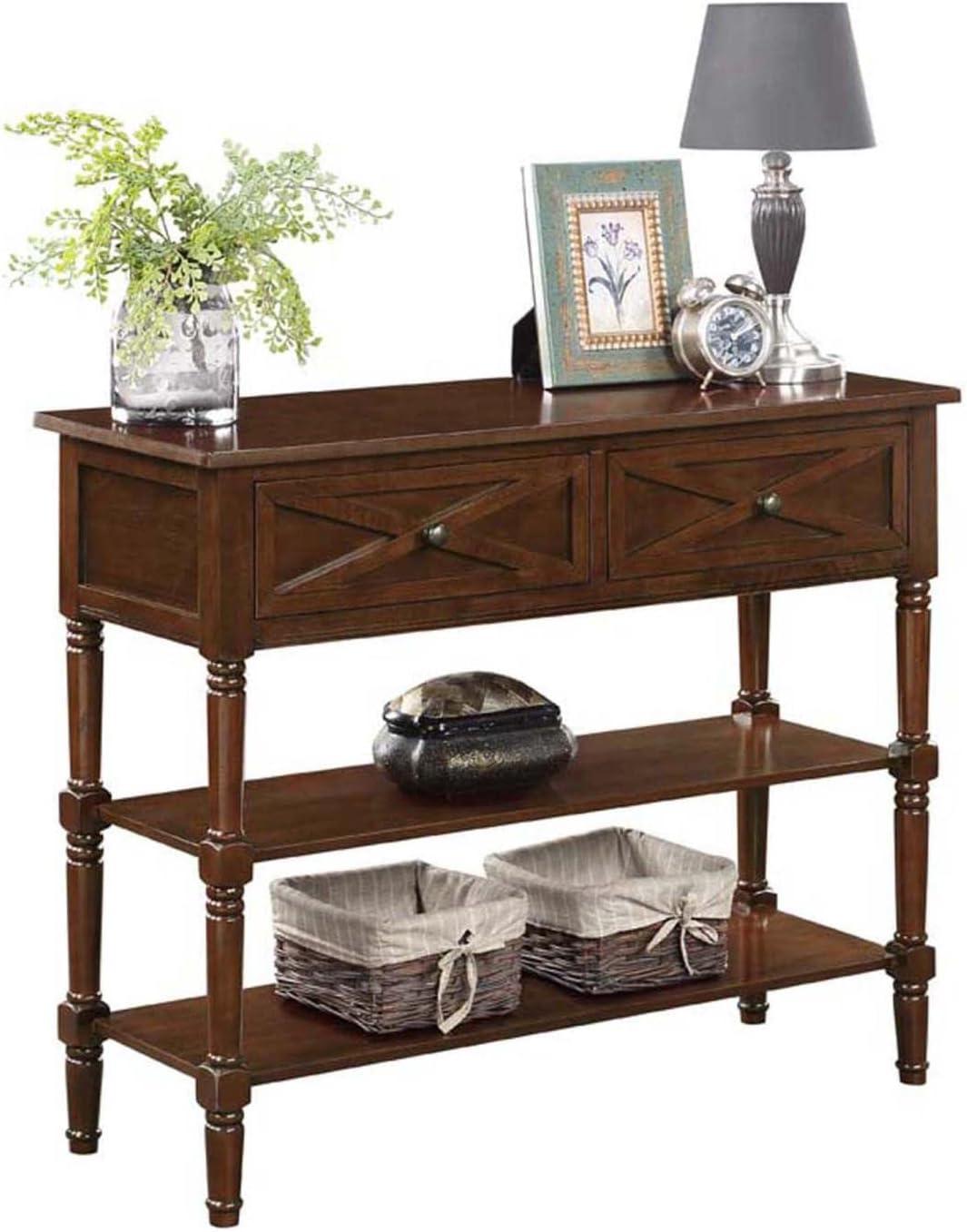 Convenience Concepts Country Oxford 2 Drawer Console Table with Shelves, Espresso