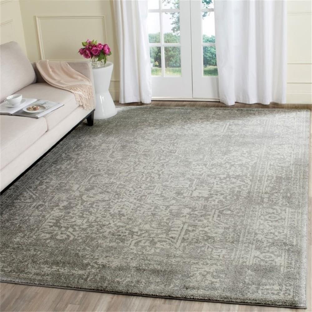 Evoke EVK256 Power Loomed Indoor Area Rug - Silver/Ivory - 6'7"x6'7" - Safavieh