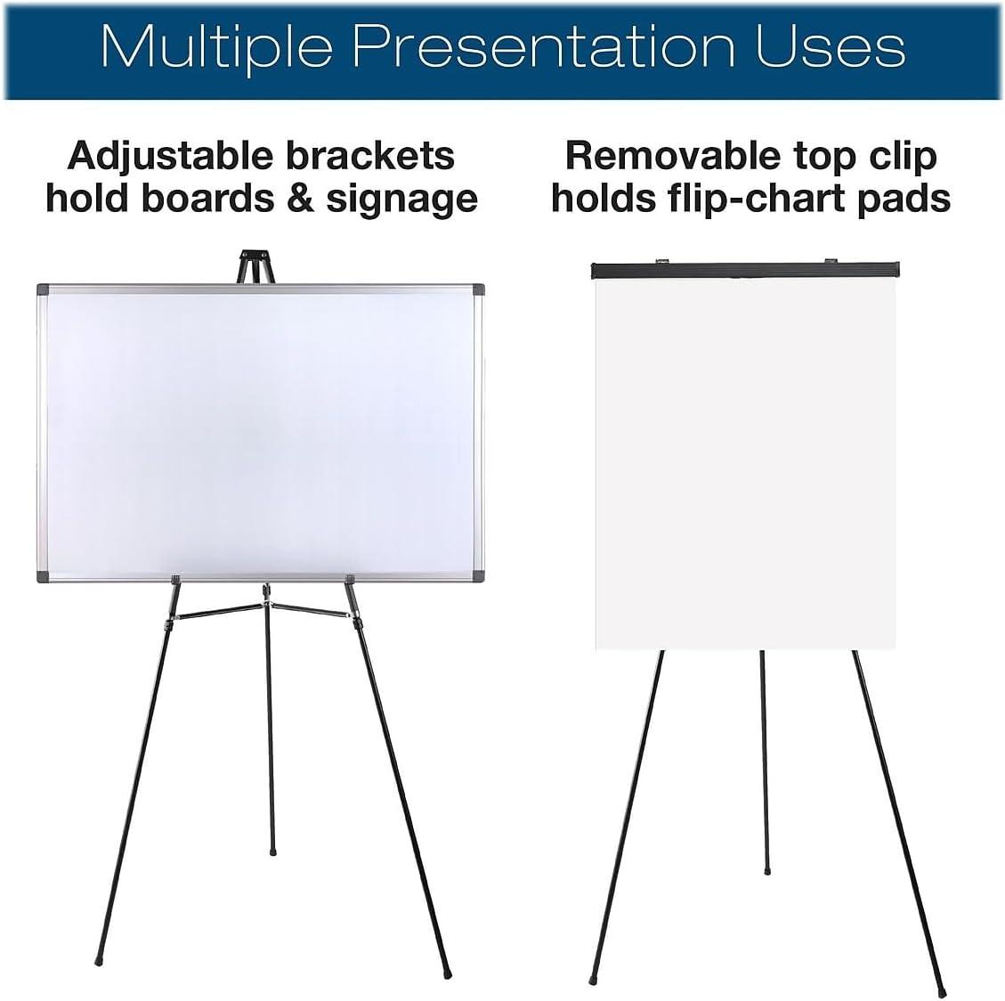 Excello Global Products Flip Chart Presentation Easel 70" Black Aluminum 2/Pack (EGP-HD-0039)