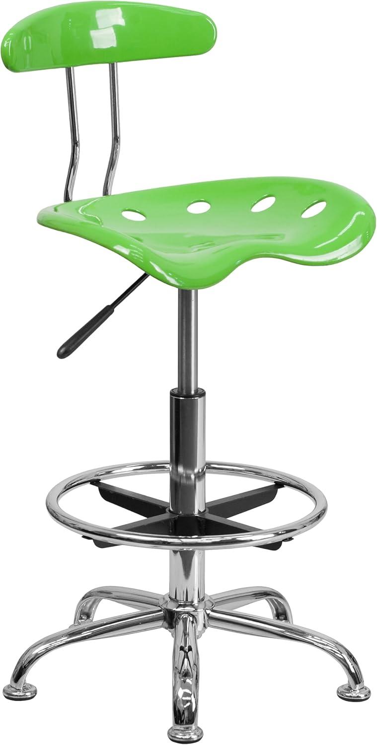 Flash Furniture Monroe Vibrant Chrome Drafting Stool with Tractor Seat