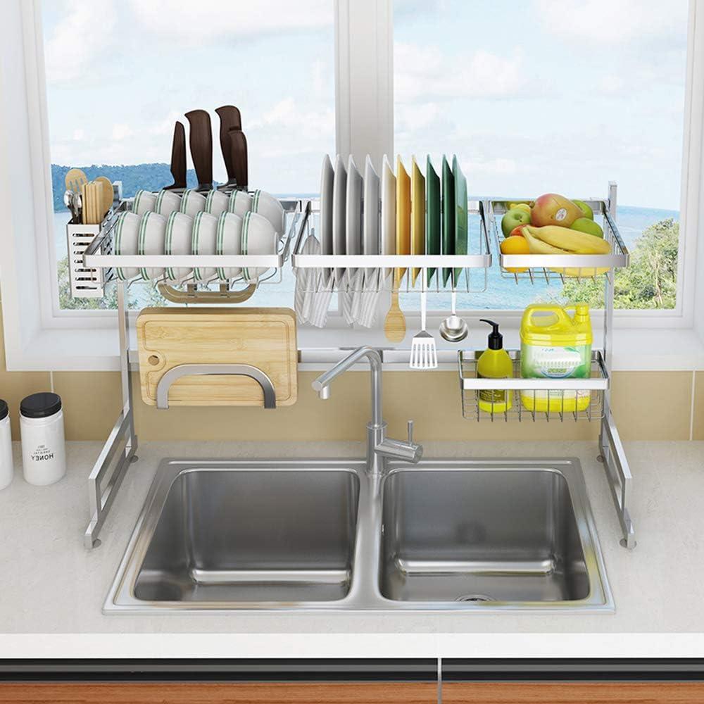 Stainless Steel Over-Sink Dish Drying Rack with Utensil Holder