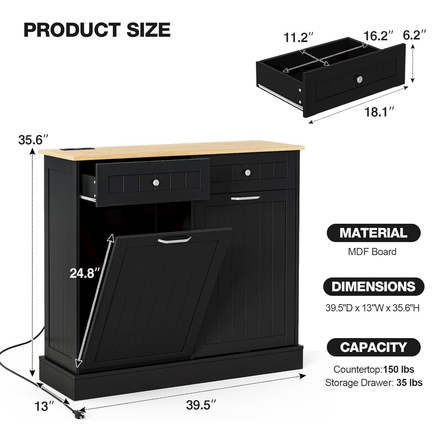 Betterhood Havant Double Tilt Out Trash Cabinet 20 Gallons Wooden Free Standing(Not include trash can)