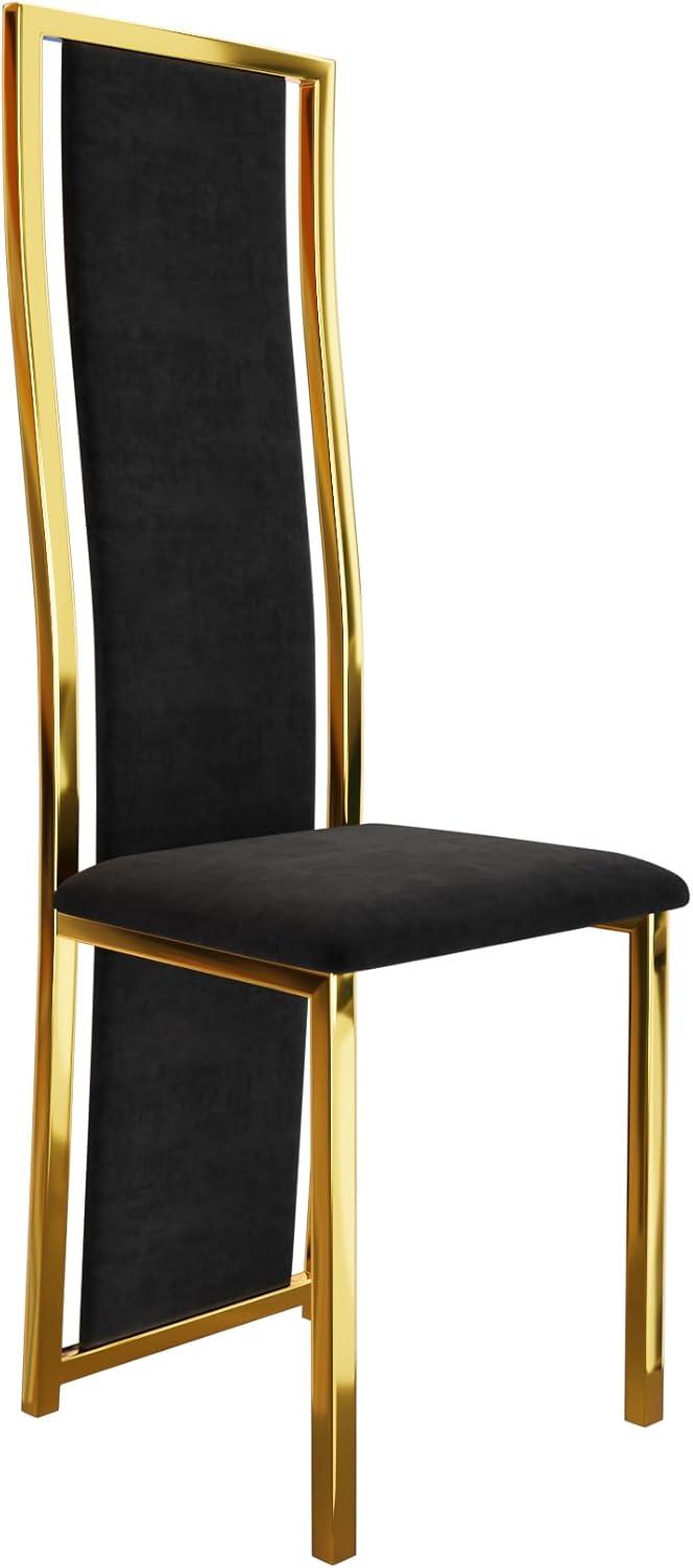 MIFI White Velvet Dining Chairs Set of 2 , High-Back Dining High Chairs , Silver Chrome Legs (White, Set of 2)