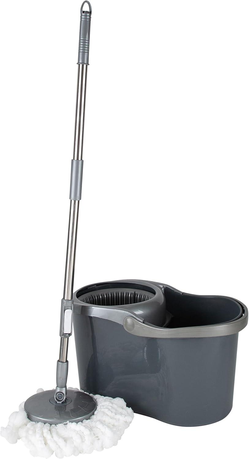 Simplify Gray Microfiber Self Wringing Mop & Bucket Set