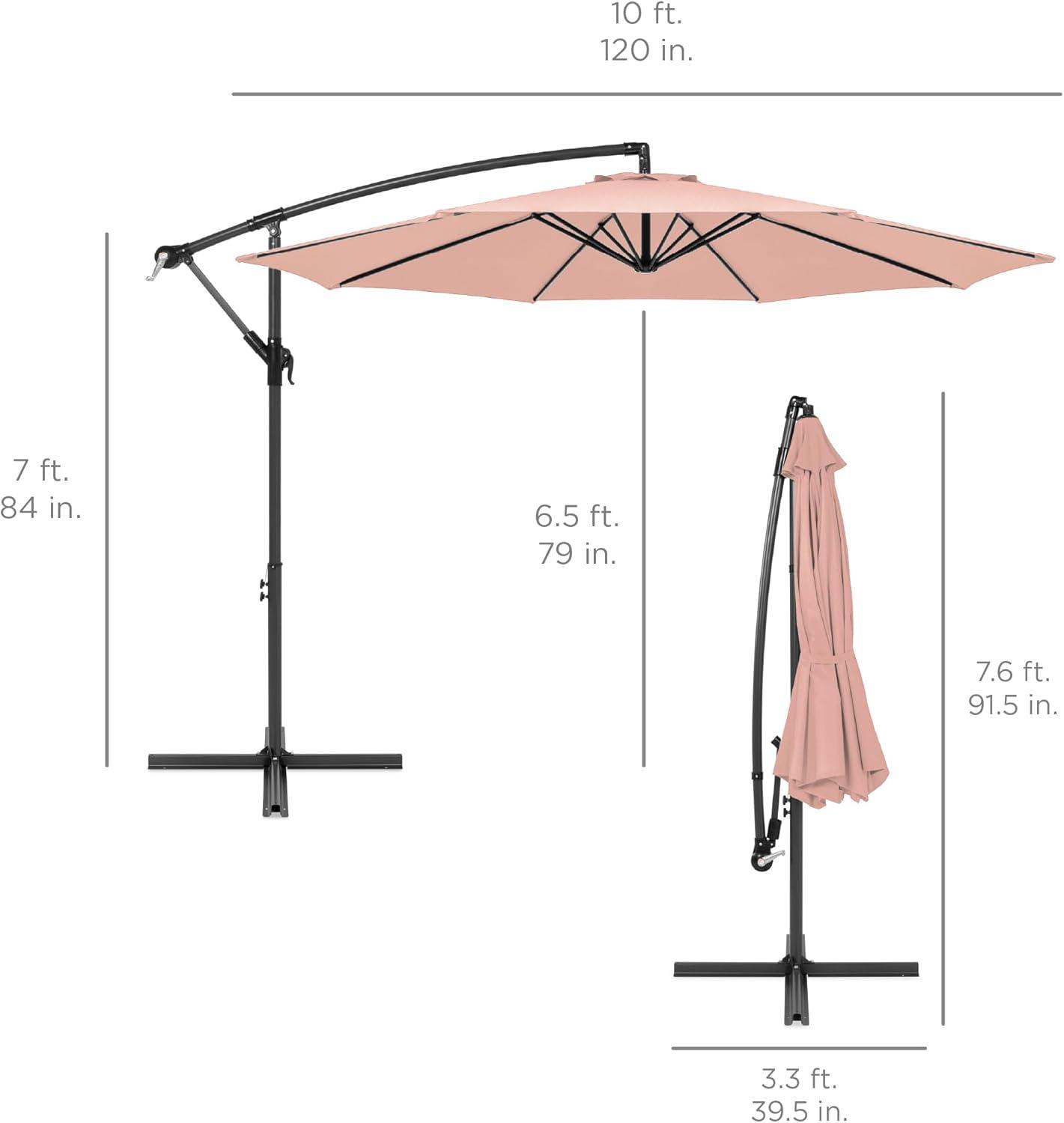 Best Choice Products 10ft Offset Hanging Outdoor Market Patio Umbrella w/ Easy Tilt Adjustment - Rose Quartz