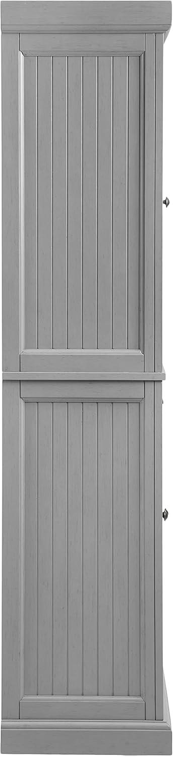 Seaside Distressed Gray 72'' Coastal Kitchen Pantry