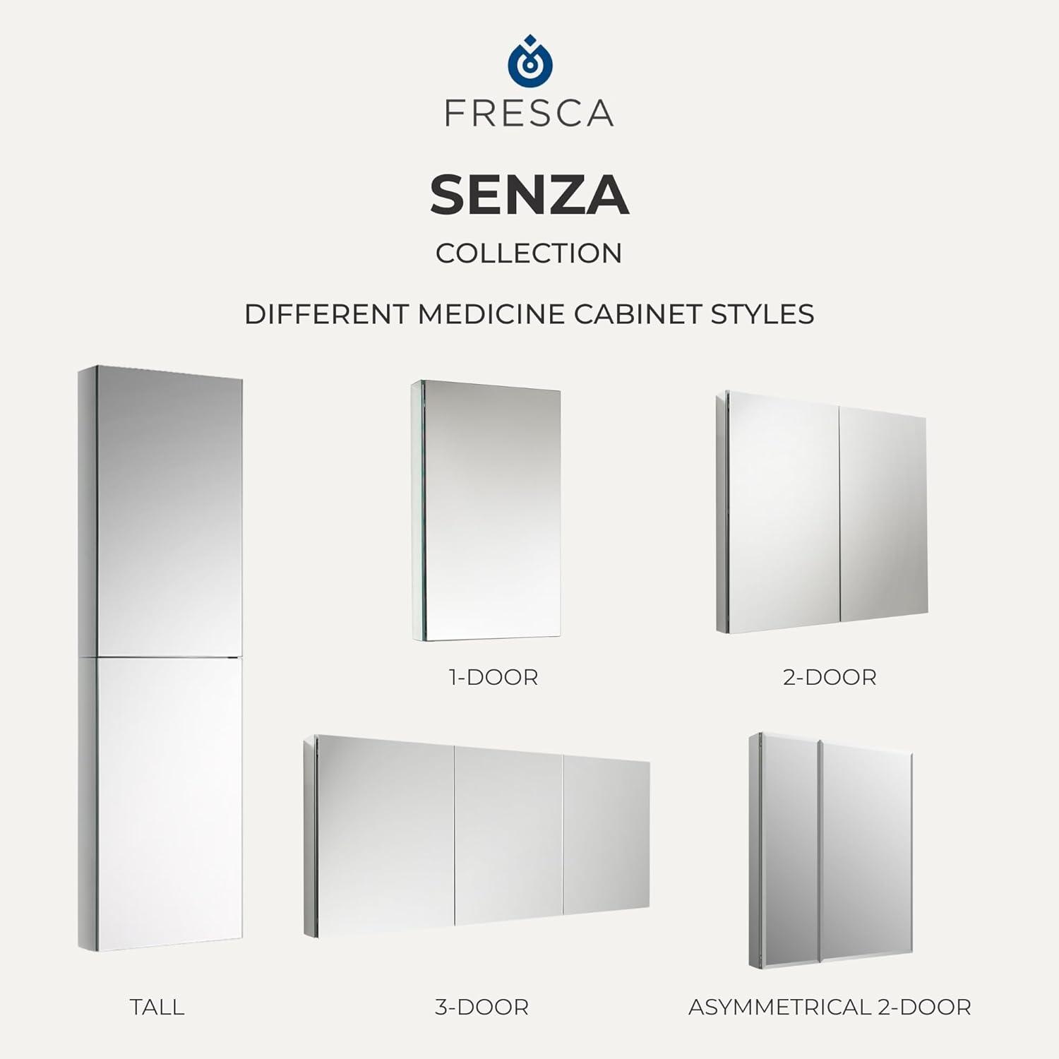 Senza Recessed/Surface Mount Rectangular Frameless Bathroom Medicine Cabinet