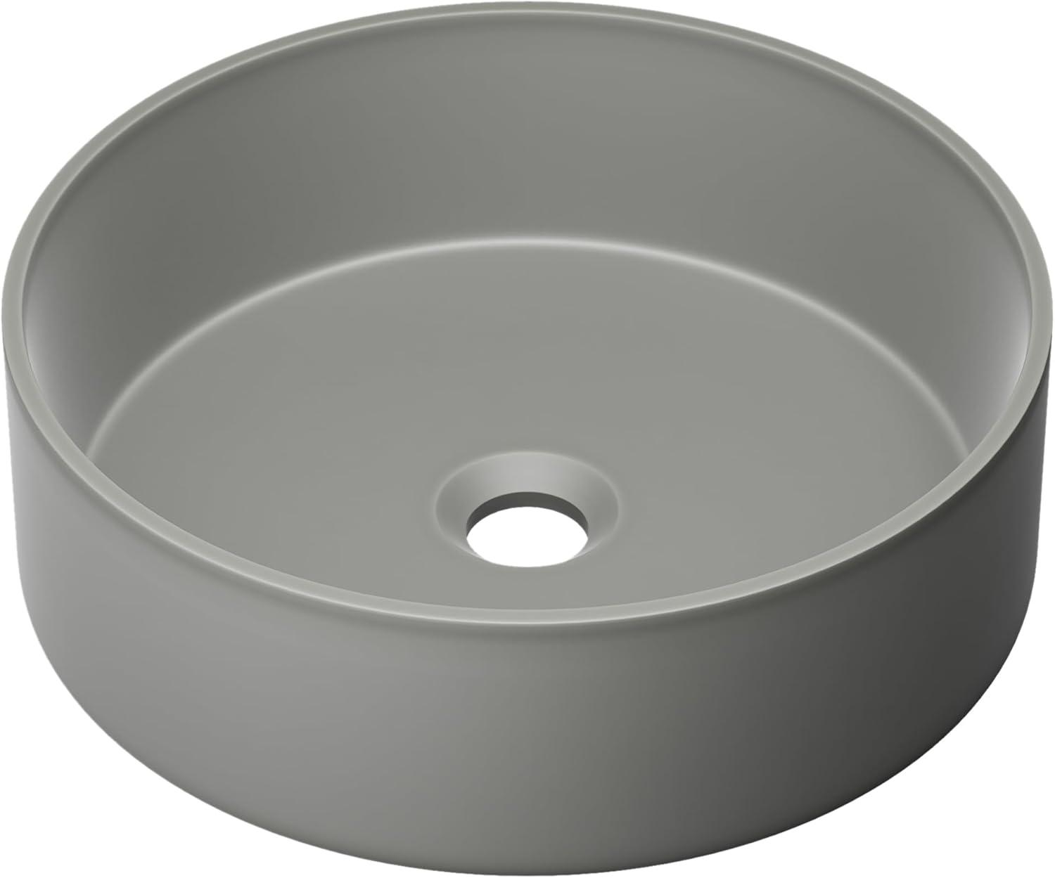 Lisse 14.5" Round Concrete Vessel Bathroom Sink in Dark Gray