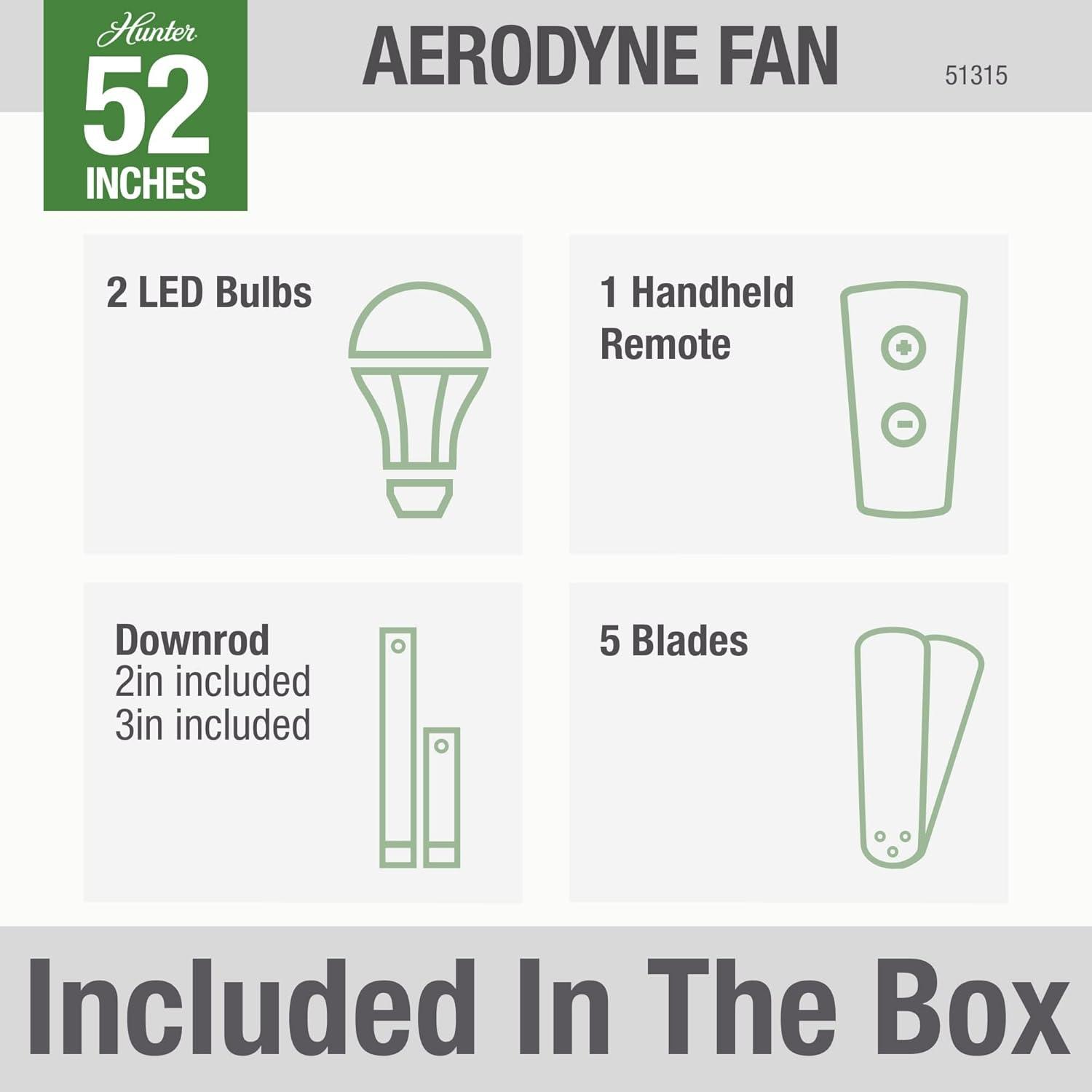 52" Aerodyne 5 - Blade Smart Standard Ceiling Fan with Remote Control and Light Kit Included