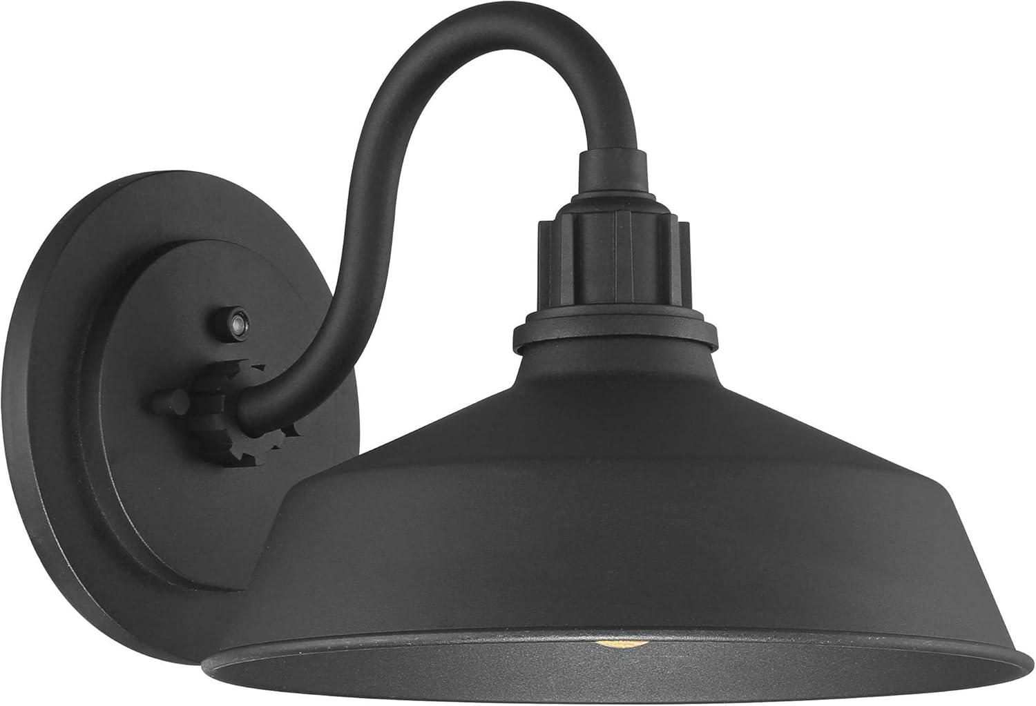 Franklin Iron Works Arnett Rustic Farmhouse Outdoor Barn Light Fixture Black Dusk to Dawn Gooseneck 10 1/2" for Post Exterior Barn Deck House Porch