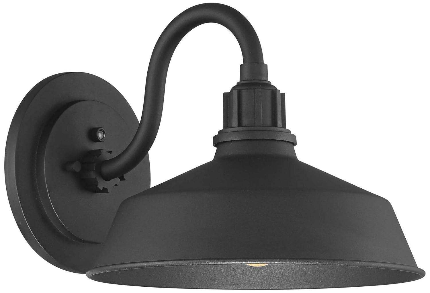 Franklin Iron Works Arnett Rustic Farmhouse Outdoor Barn Light Fixture Black Dusk to Dawn Gooseneck 10 1/2" for Post Exterior Barn Deck House Porch