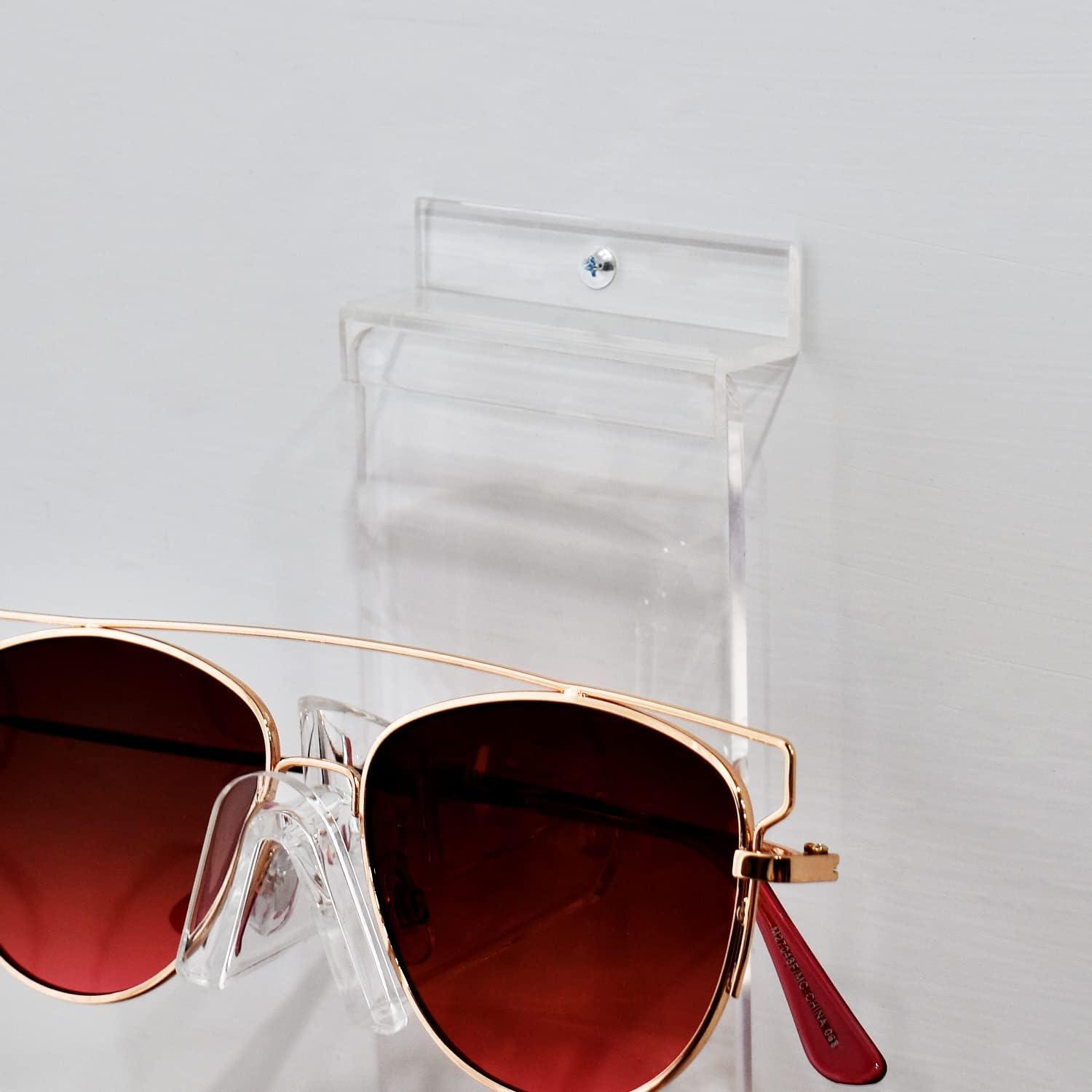 MOOCA Acrylic 5 Tier Slatwall & Wall-mounted Sunglasses Holder Organizer for Eyeglasses, Sunglasses, and Optical Glasses, Detachable Nose Features Enhance Portability & Durability