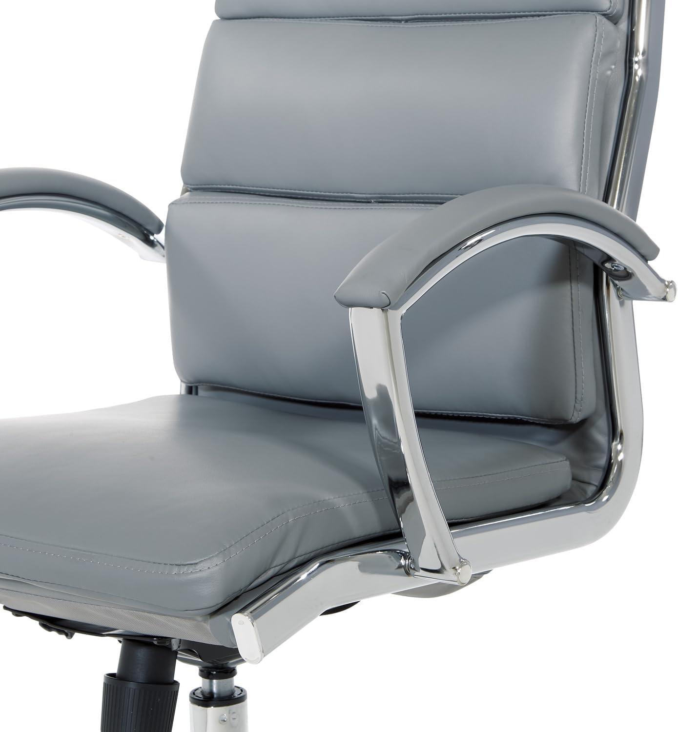 Mid Back Executive Charcoal Gray Faux Leather Chair