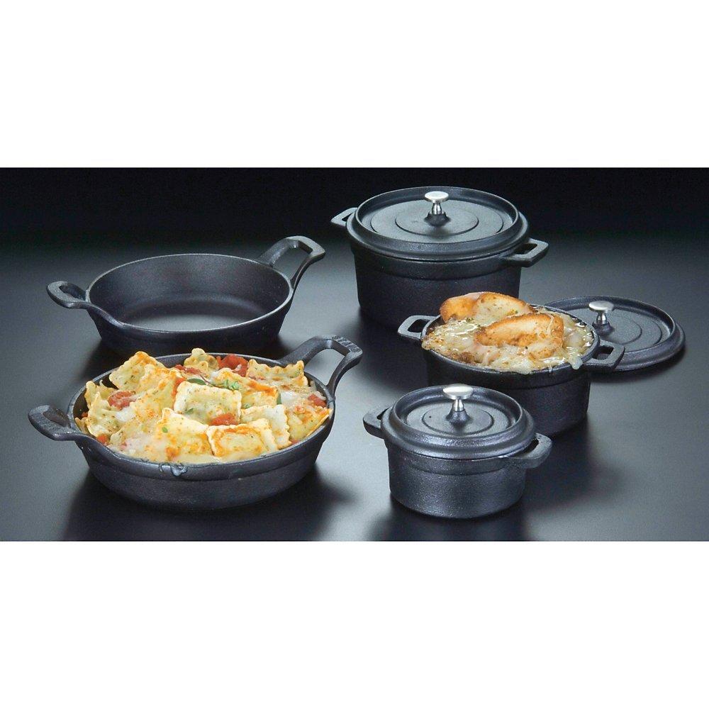 American Metalcraft CIPR7251 Medium Cast Iron Casserole Pan, Round, Black C80