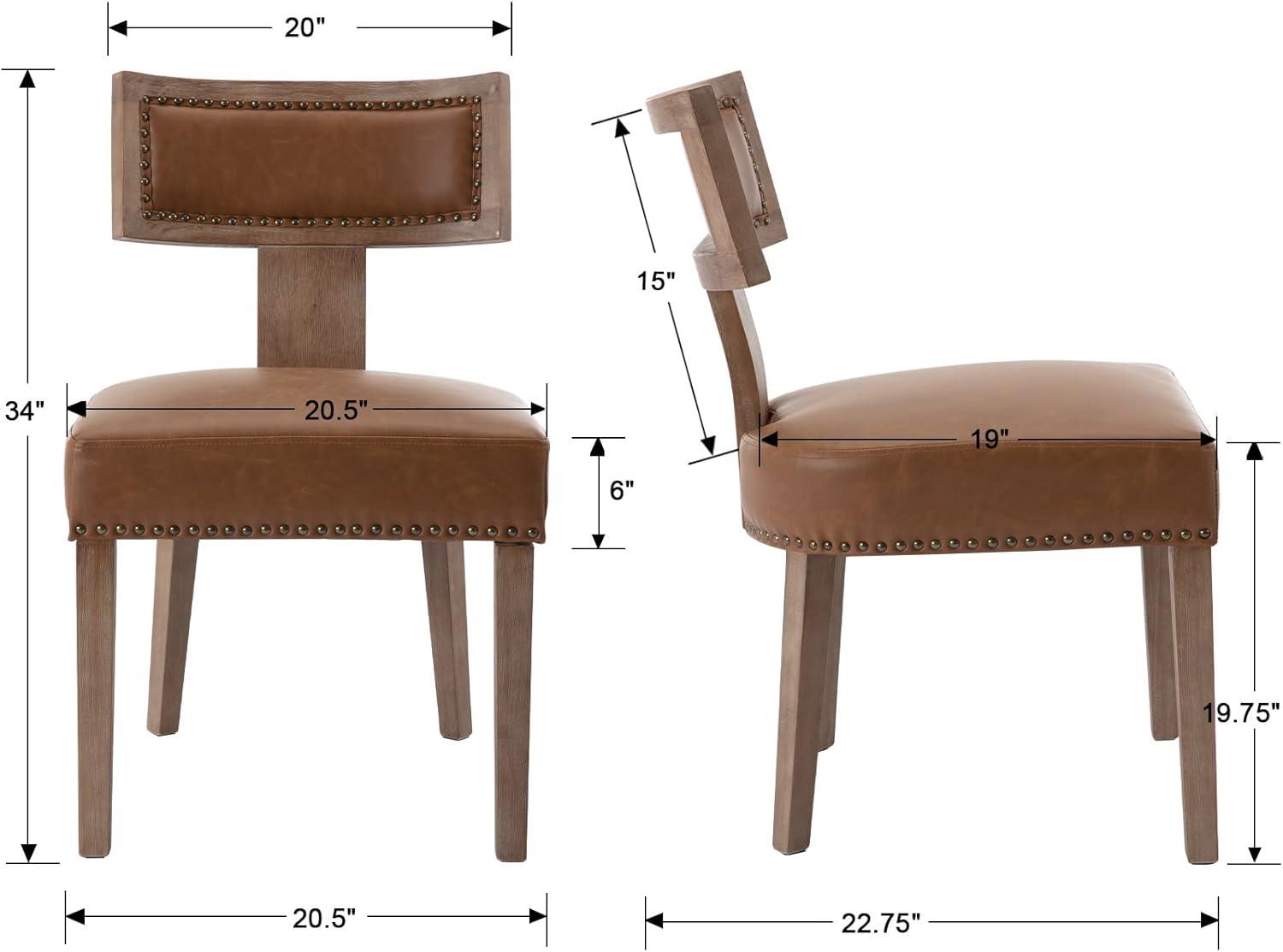Gracie Oaks Inelda Mid Century Upholstered Dining Chairs Side Chairs Farmhouse Faux Leather Dining Chair with Wood Legs (Set of 2)