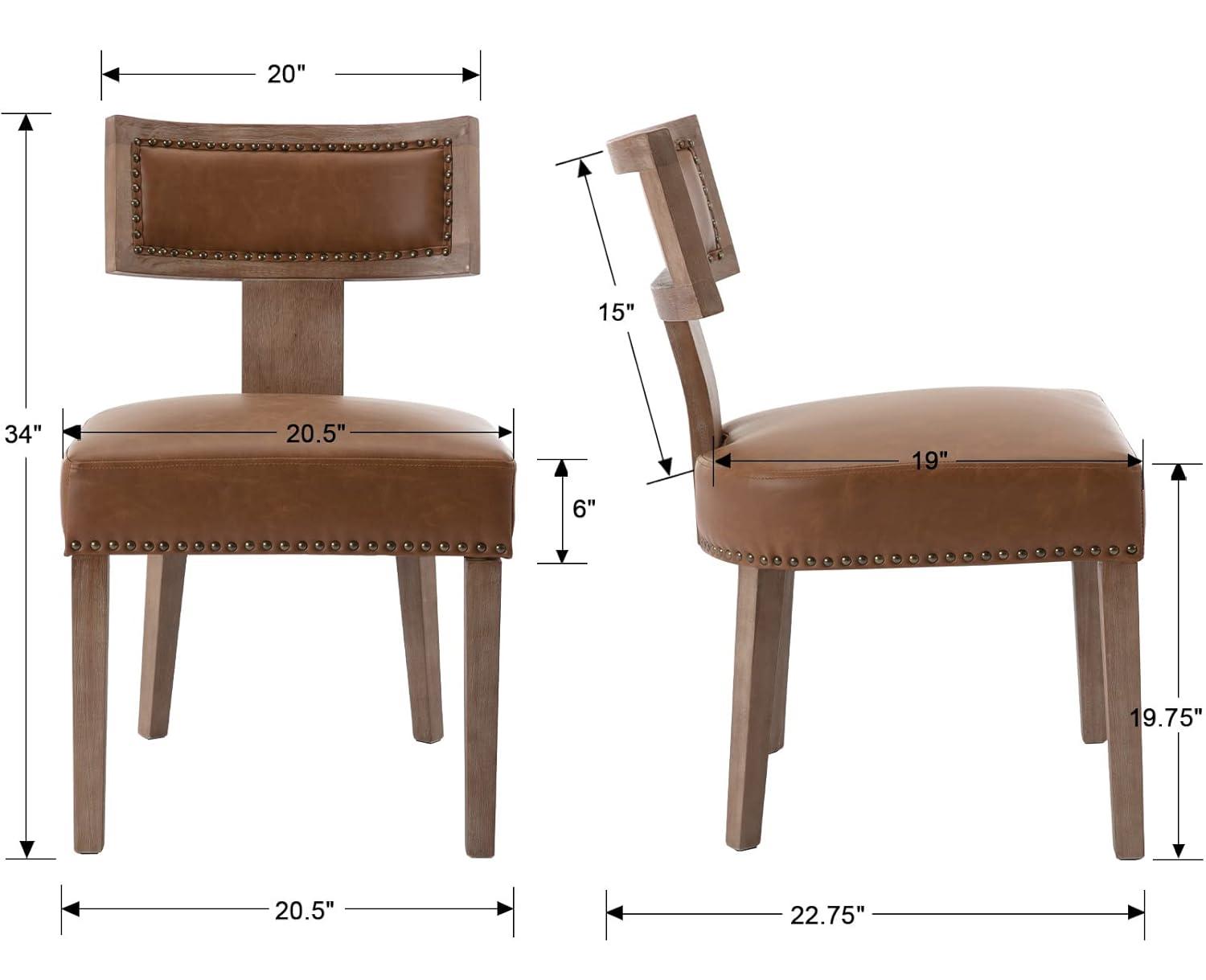 Gracie Oaks Inelda Mid Century Upholstered Dining Chairs Side Chairs Farmhouse Faux Leather Dining Chair with Wood Legs (Set of 2)