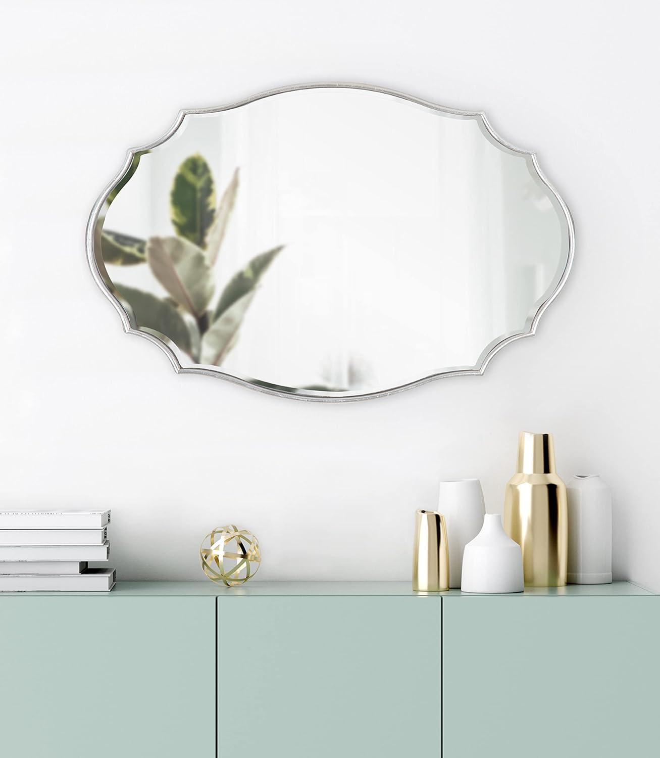 Leanna 18x24 Silver Scalloped Oval Wall Mirror