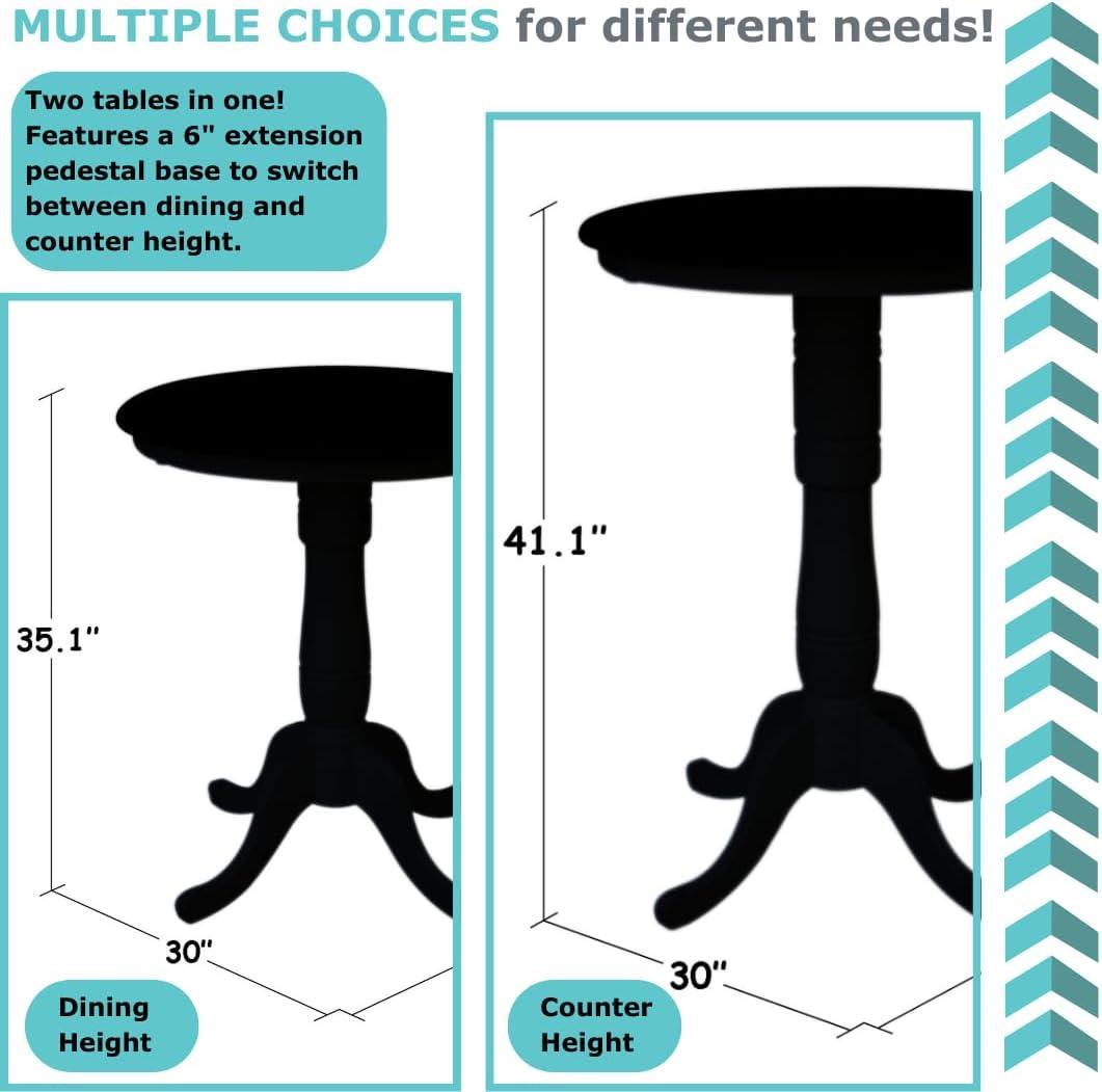 30" Round Top Pedestal Counter Table White – International Concepts: Solid Wood, Kitchen Furniture