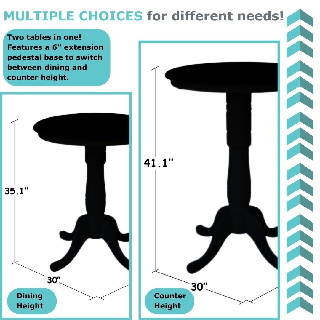 30" Round Top Pedestal Counter Table White – International Concepts: Solid Wood, Kitchen Furniture