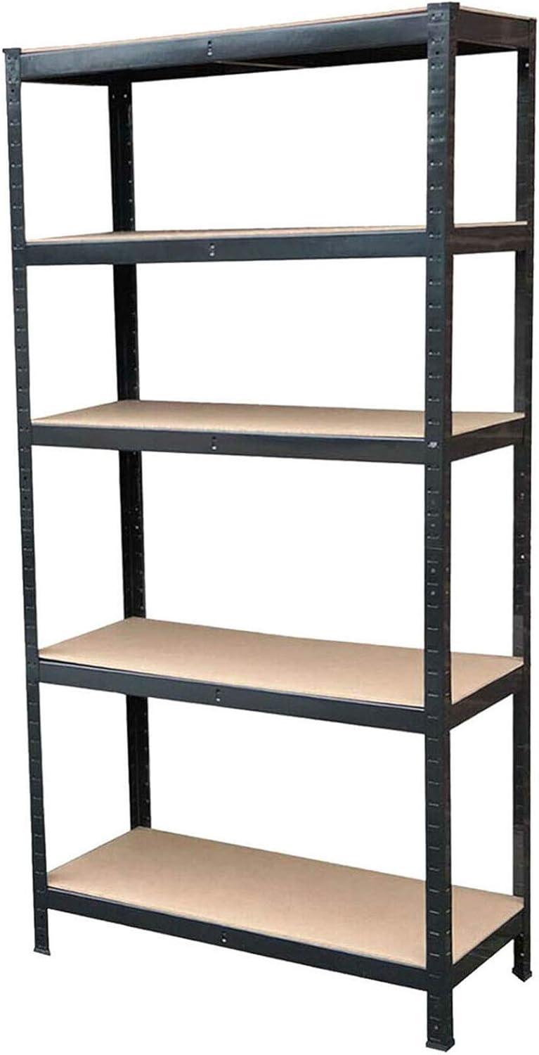 Heavy Duty Black Steel 5-Tier Shelving Rack for Garage and Kitchen