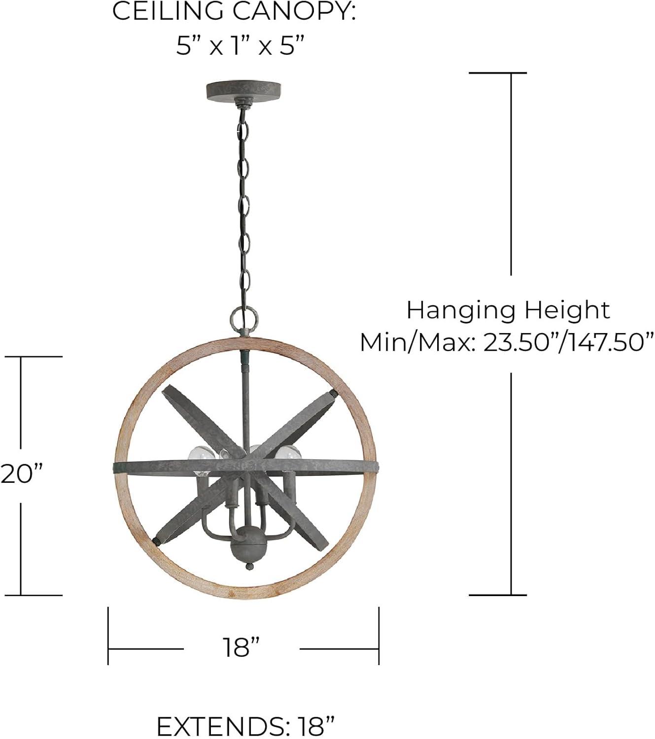 Capital Lighting Bluffton 4 - Light Pendant in  Iron/Wood