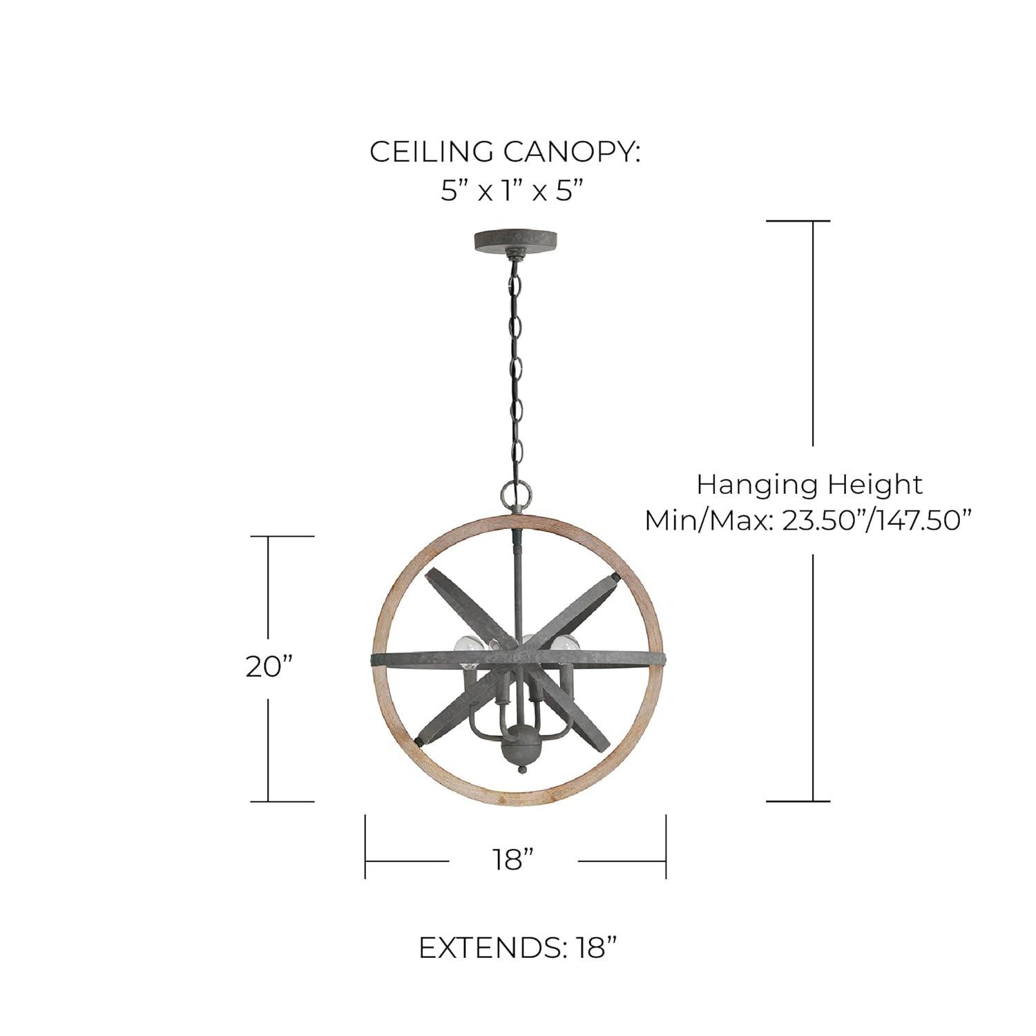 Capital Lighting Bluffton 4 - Light Pendant in  Iron/Wood