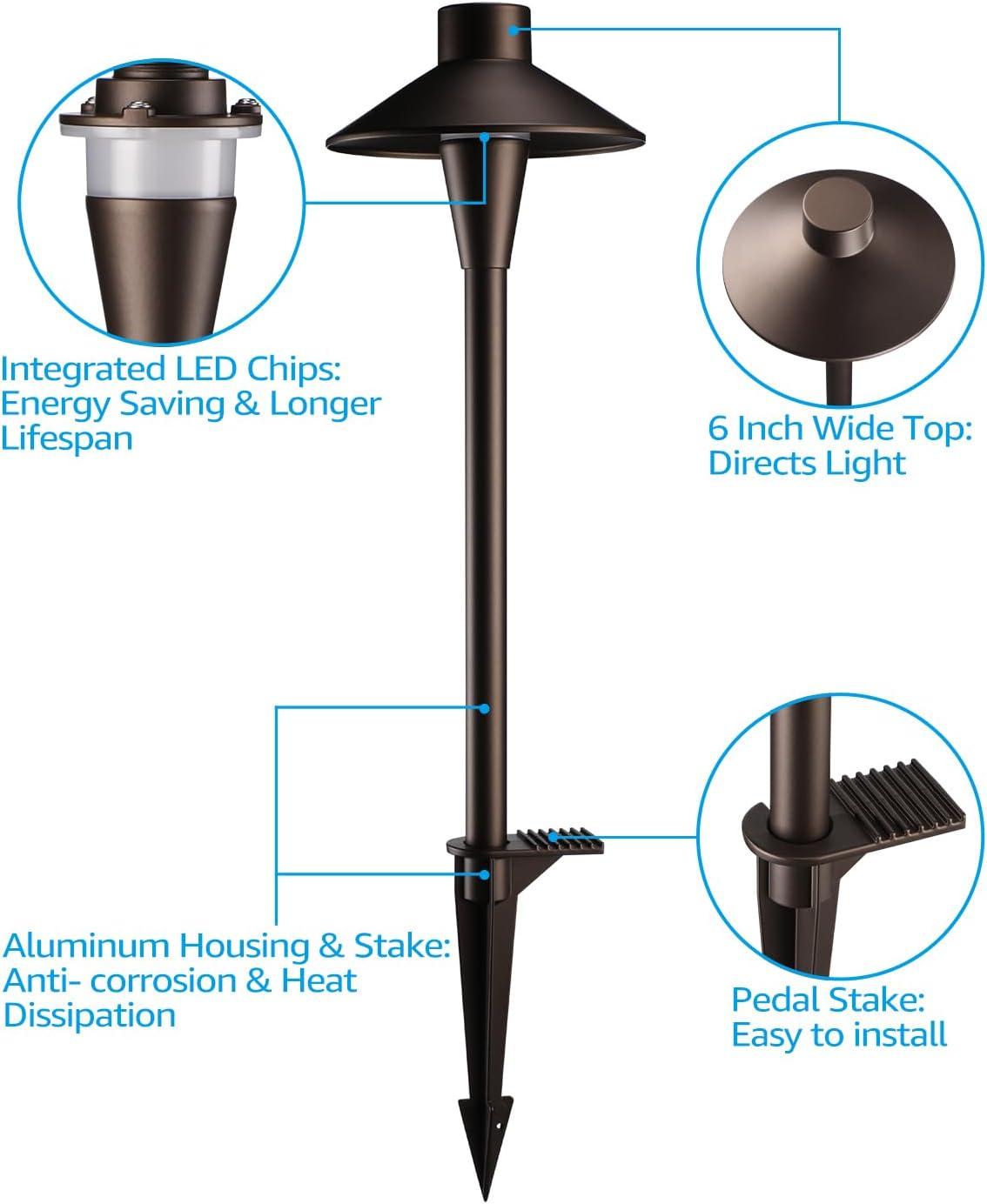 3CCT Low Voltage Landscape Pathway Lights, 5W LED Landscape Path Light, Aluminum, Oil Rubbed Bronze